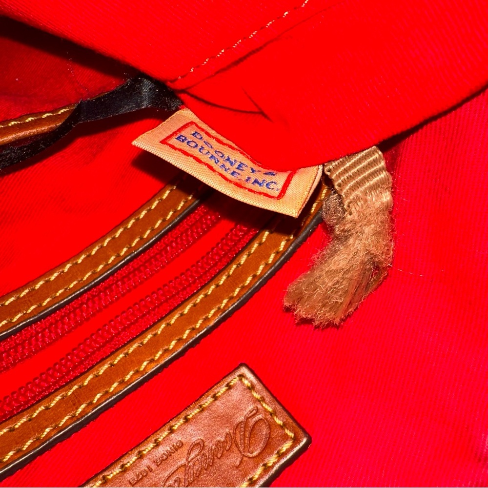 Dooney & Bourke Pink Nylon Crossbody Messenger Bag Pockets Brown Leather Straps - Picture 14 of 16